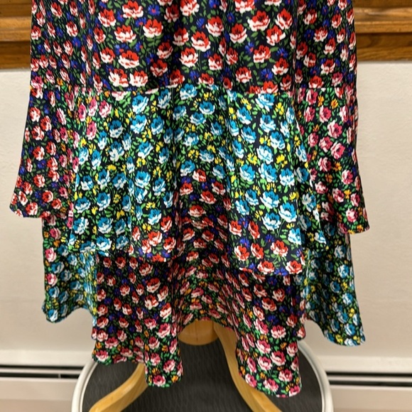 J. Crew Silk Blue Multi Color Floral Tiered Sleeveless Midi Dress Size 6 - Picture 3 of 12